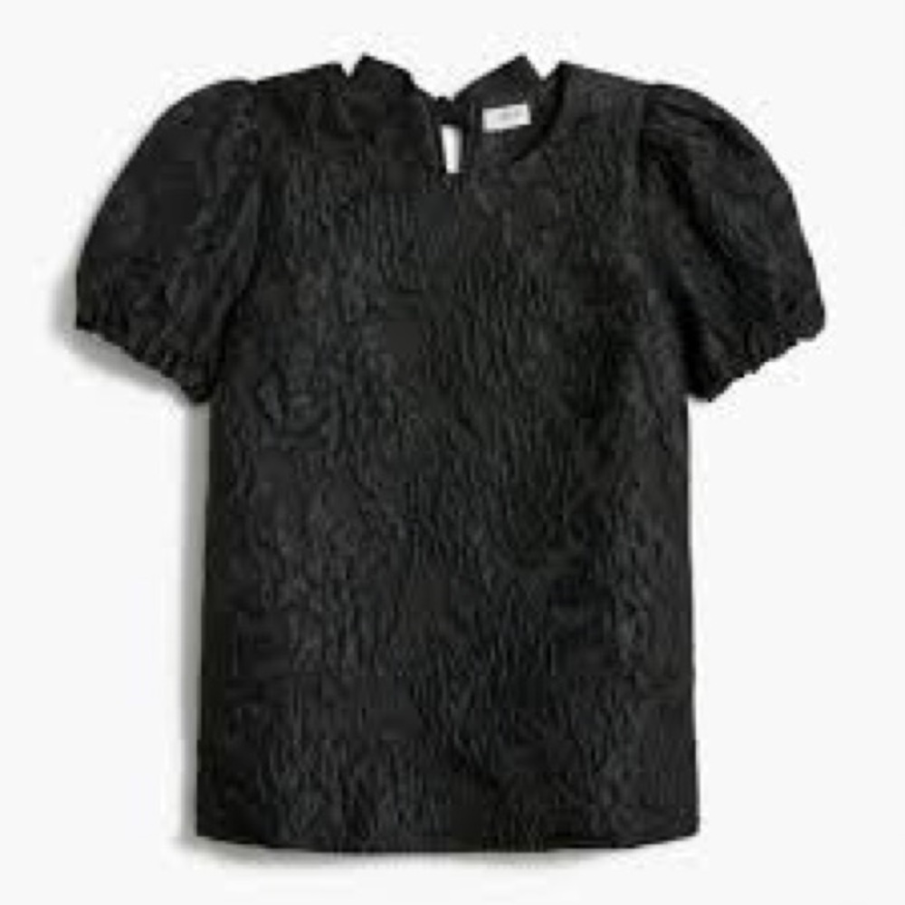J. Crew puff sleeve floral jacquard-like top